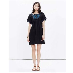 Madewell Embroidered Wanderer Black Dress Size XXS